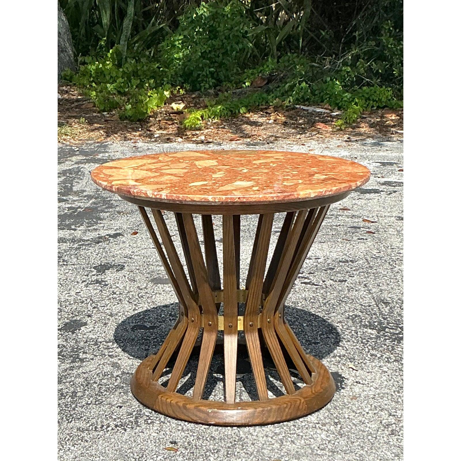 Americano Tavolino con piano in terrazzo vintage di Edward Wormley per Dunbar in vendita