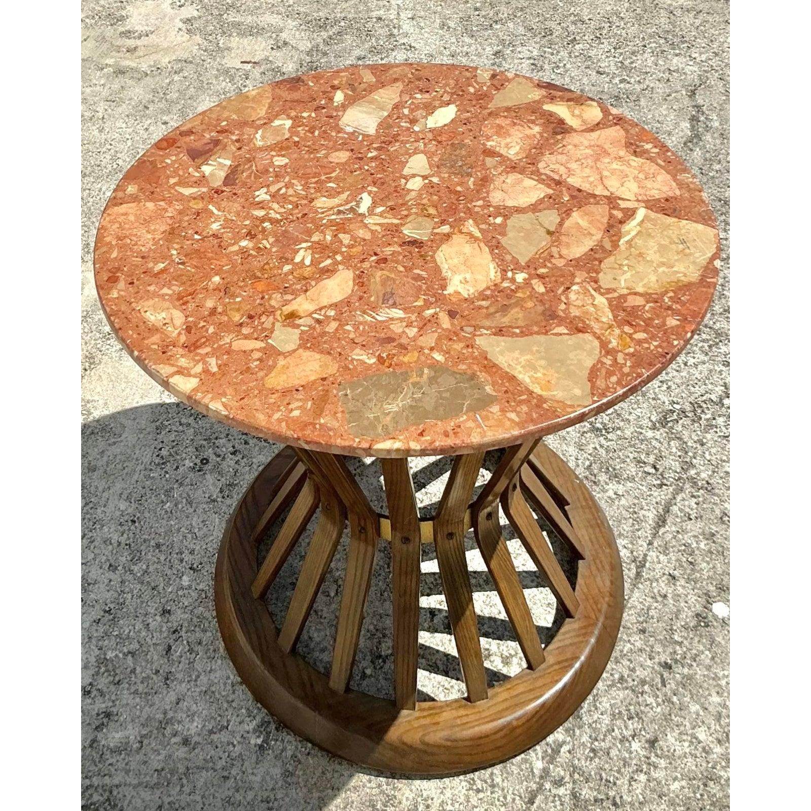 Ottone Tavolino con piano in terrazzo vintage di Edward Wormley per Dunbar in vendita