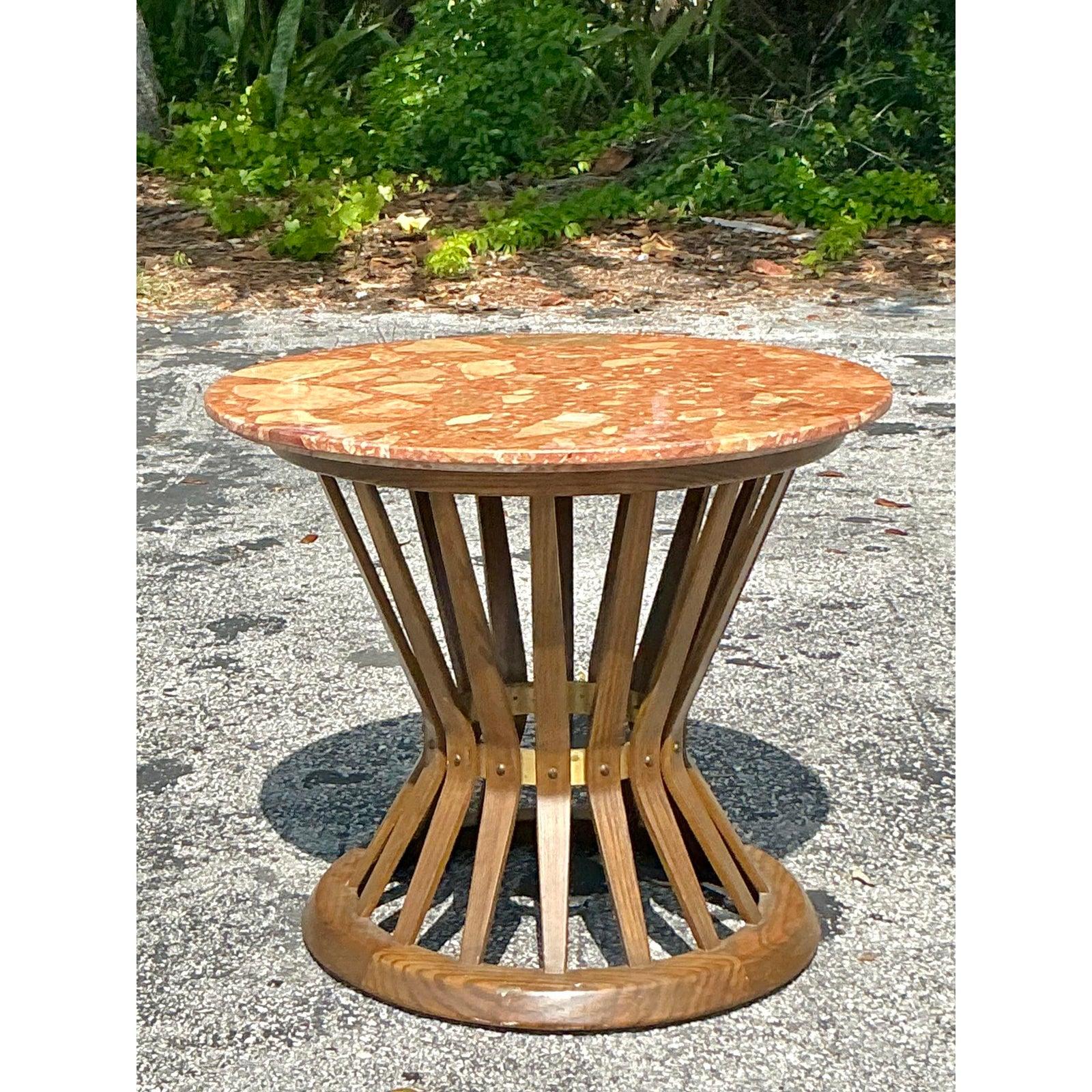 Tavolino con piano in terrazzo vintage di Edward Wormley per Dunbar in vendita 2