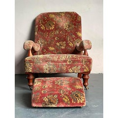 Vintage Boho Edwardian Steamer Chair and Foot Rest