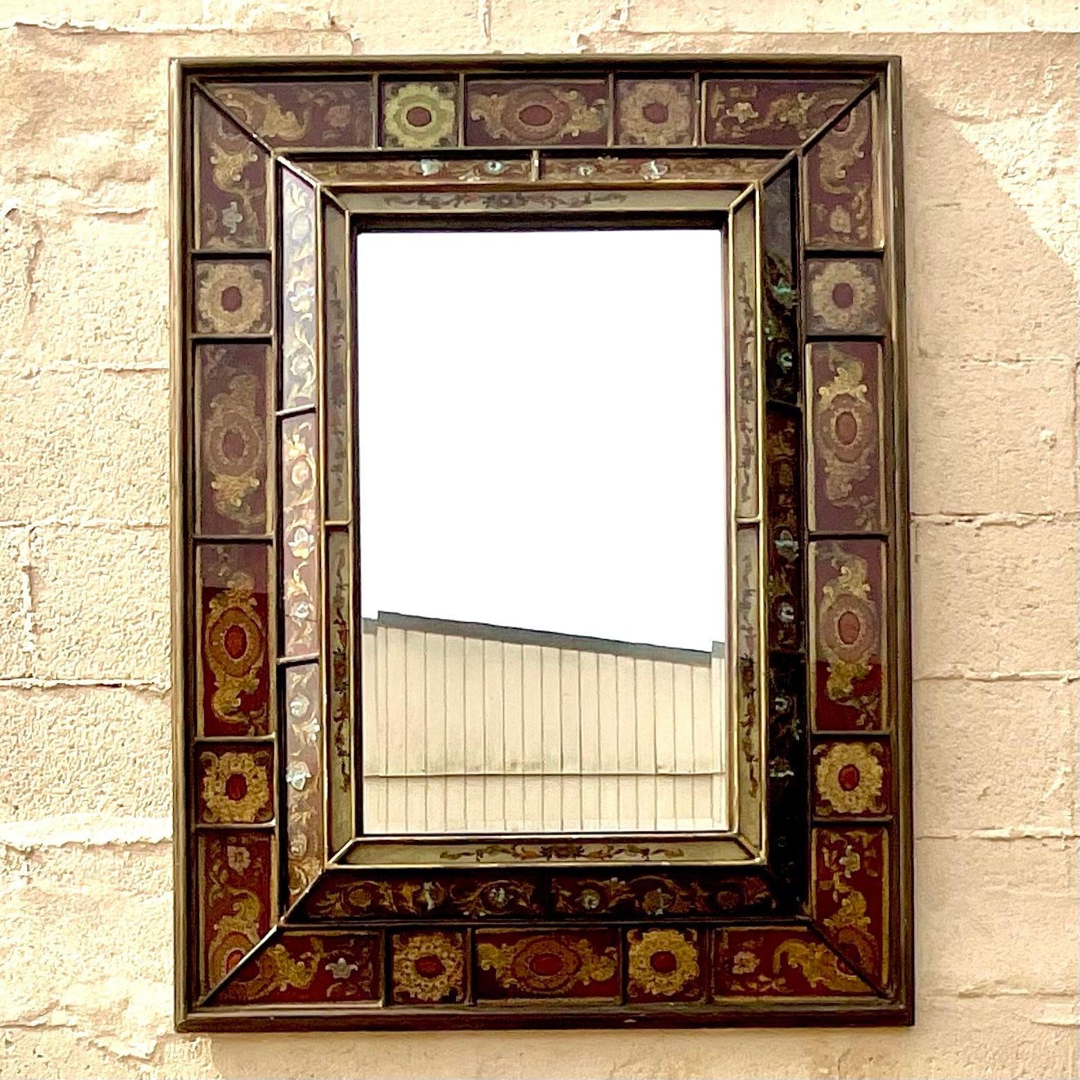 Miroir vintage Boho Eglomise en vente 3