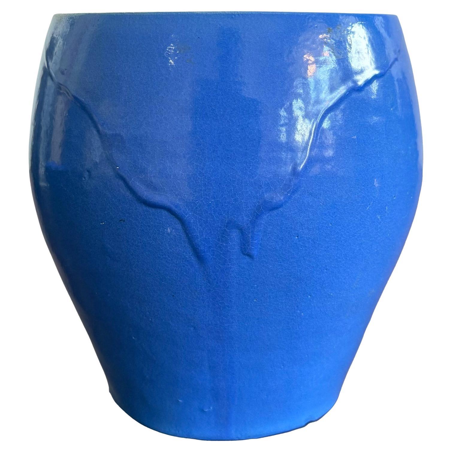Vintage Boho Electric Blue Studio Pottery Vase