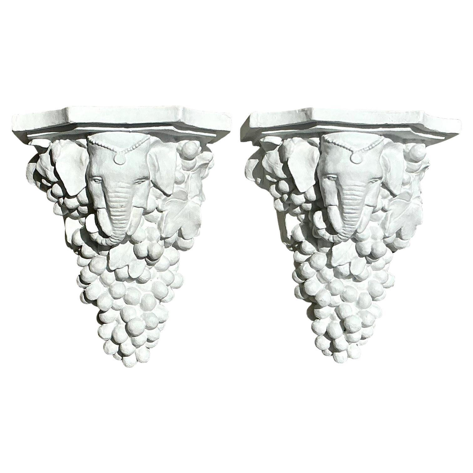 Par de soportes de elefante boho vintage