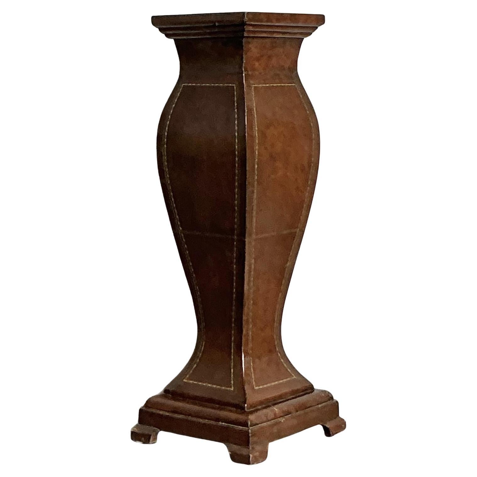 Vintage Boho Embossed Leather Pedestal