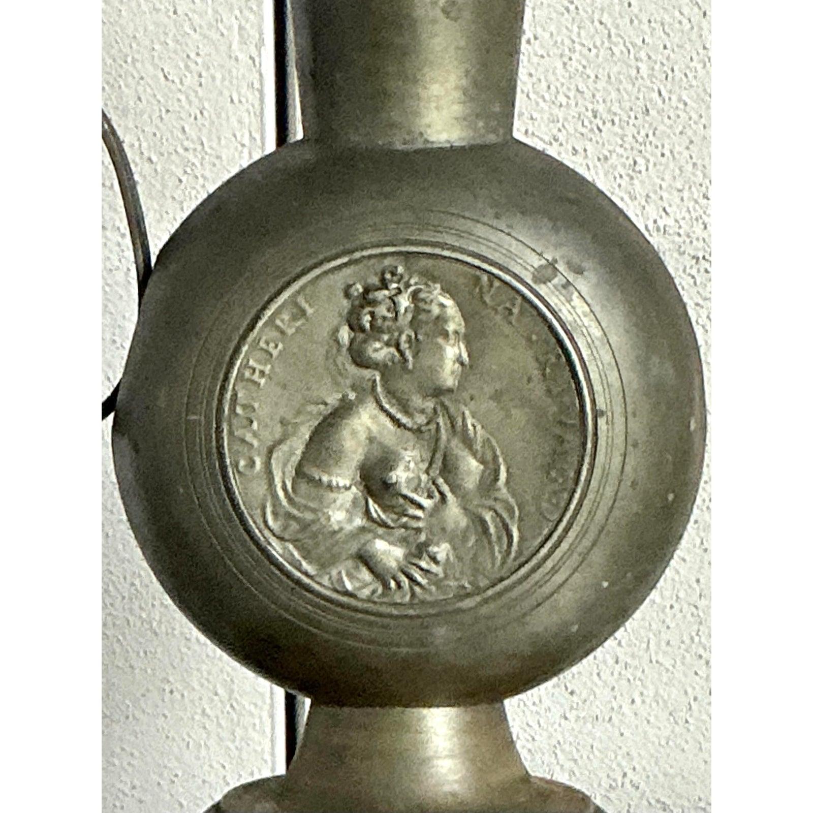 Vintage Boho Embossed Metal Medallion Lamp For Sale 1