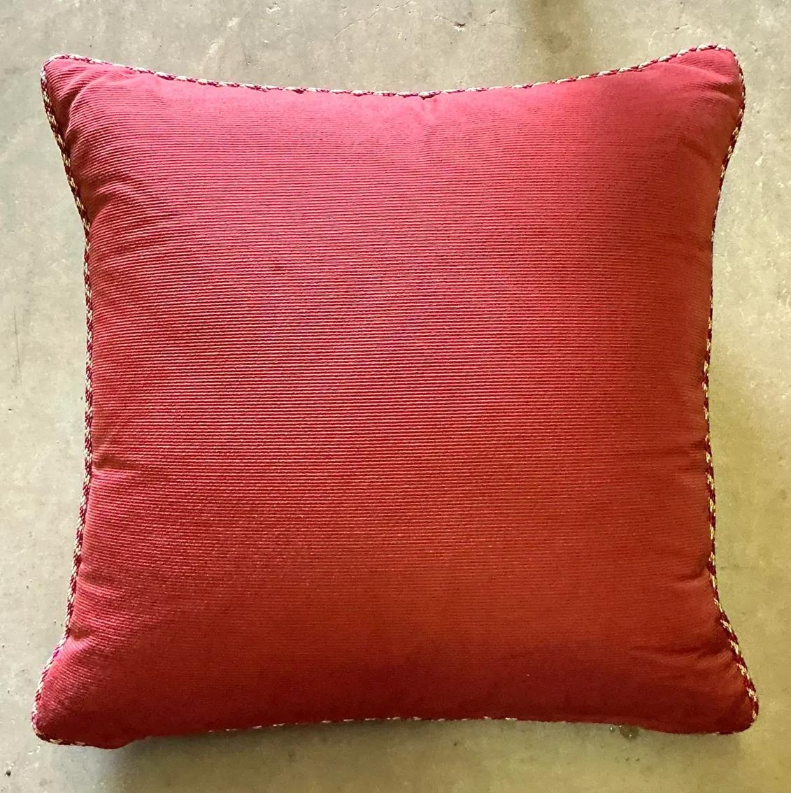 20th Century Vintage Boho Embroidered Monkey Pillow For Sale