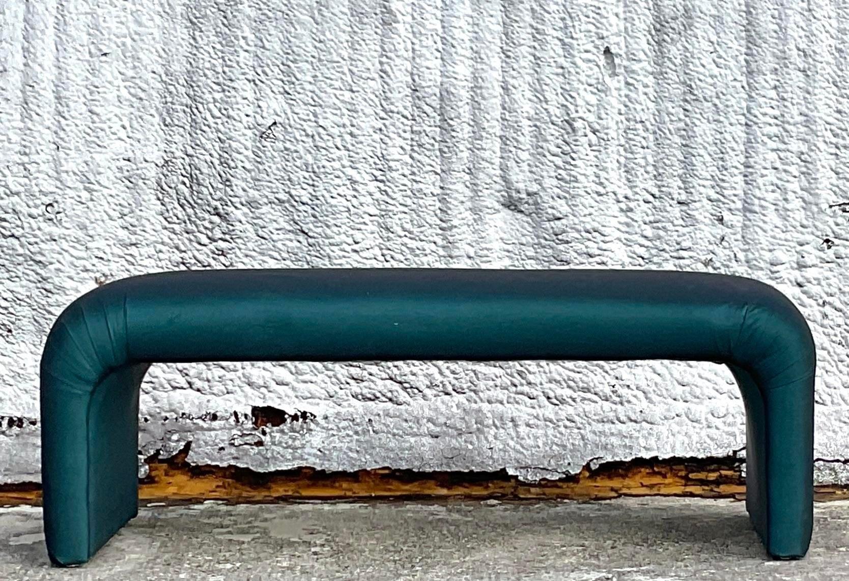 20th Century Vintage Boho Emerald Waterfall Bench For Sale