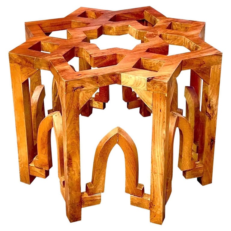 Vintage Boho Endless Knot Teak Coffee Table For Sale at 1stDibs