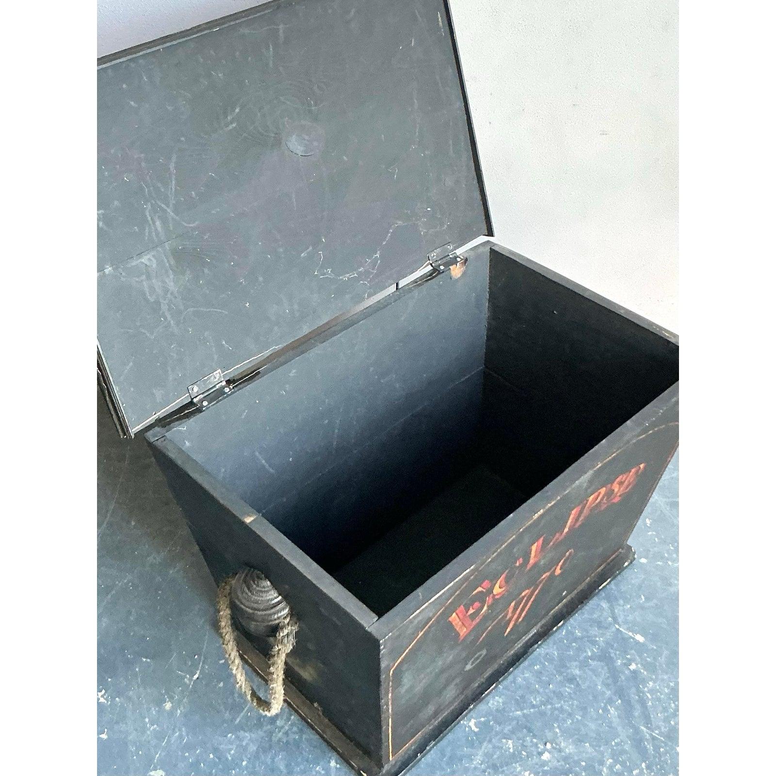 British Vintage Boho English Eclipse 770 Wood Trunk For Sale