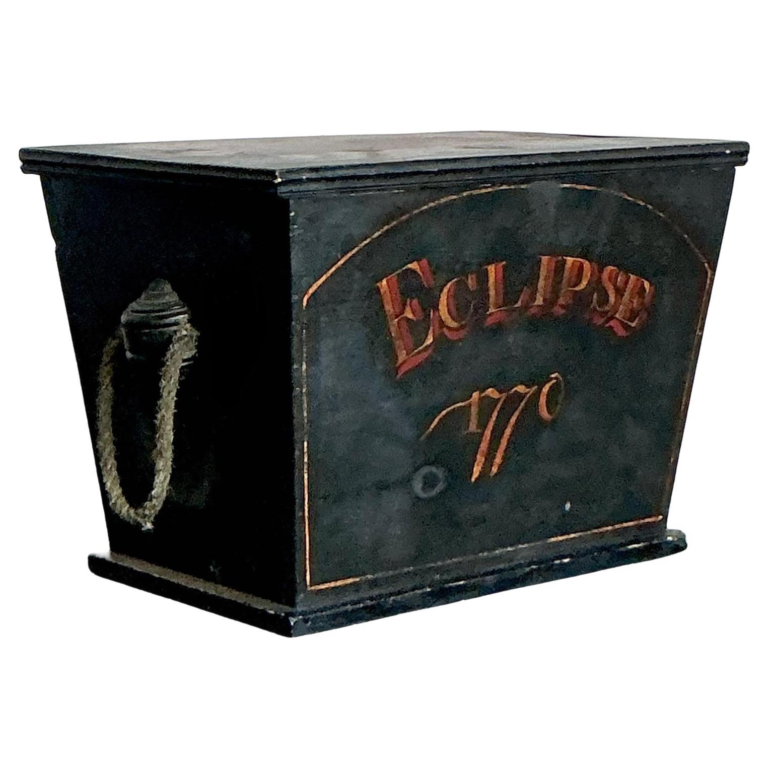 Vintage Boho English Eclipse 770 Wood Trunk For Sale