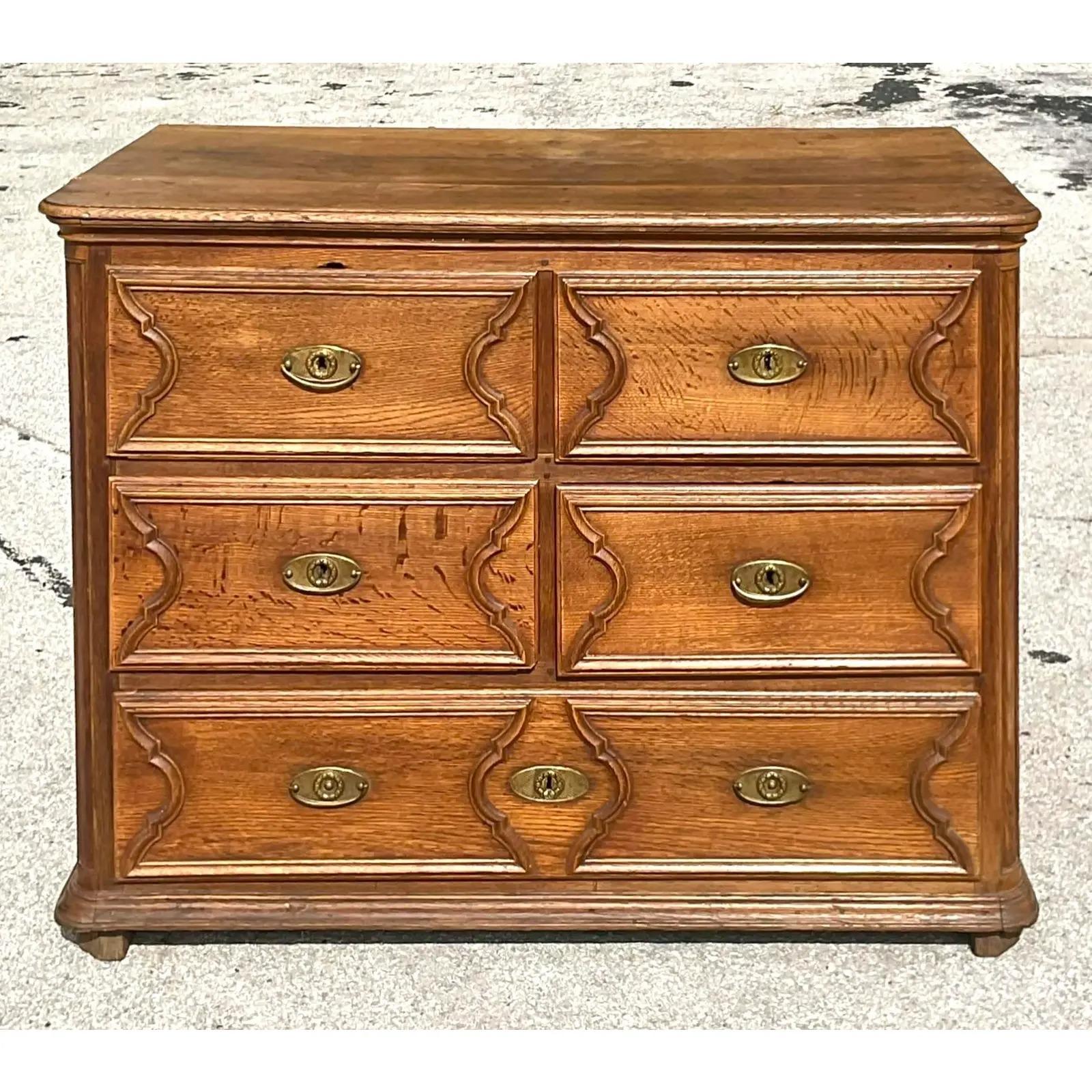Vintage Boho English Georgian Gentlemen’s Chest of Drawers In Good Condition For Sale In west palm beach, FL