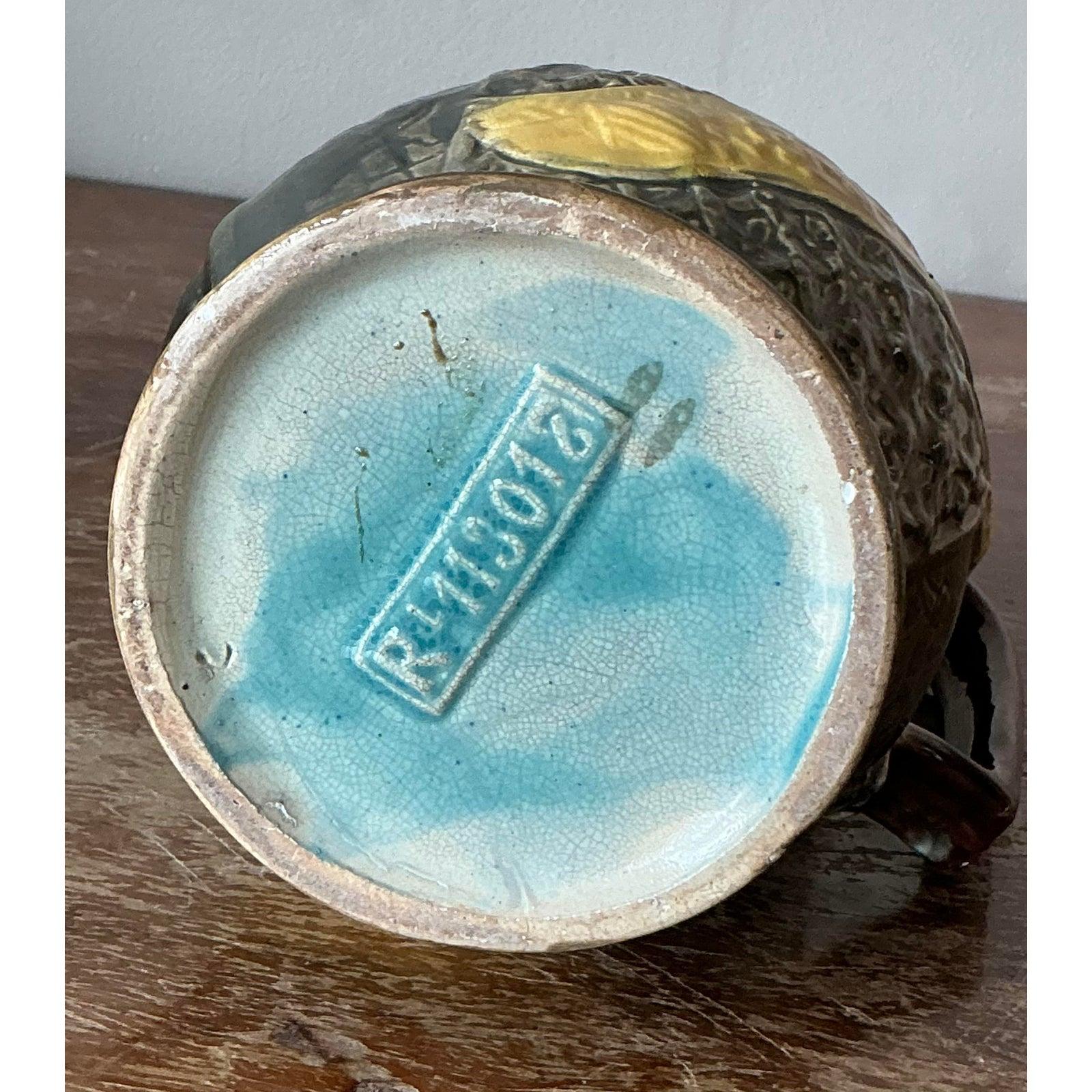 Pichet vintage Boho en majolique anglaise en vente 2