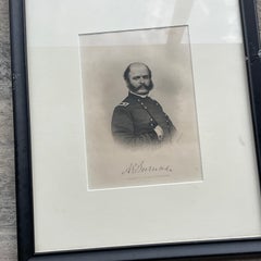 Vintage Boho Engraving Print of Military Man, Framed