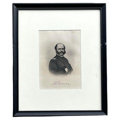 Vintage Boho Engraving Print of Military Man, Framed