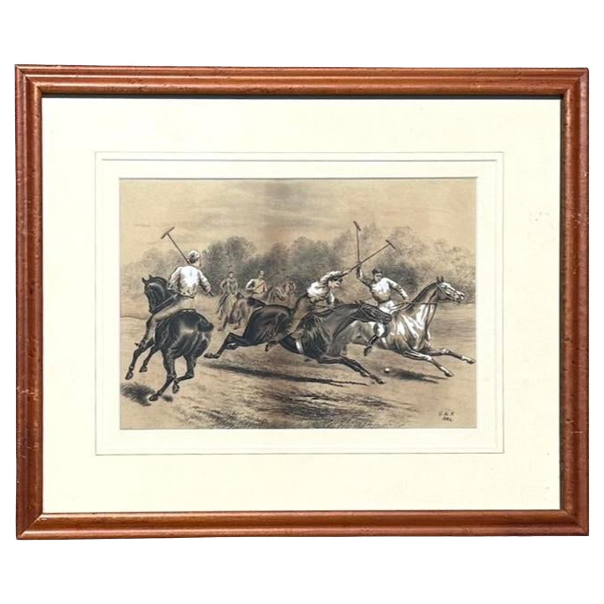 Disegno equestre vintage su carta