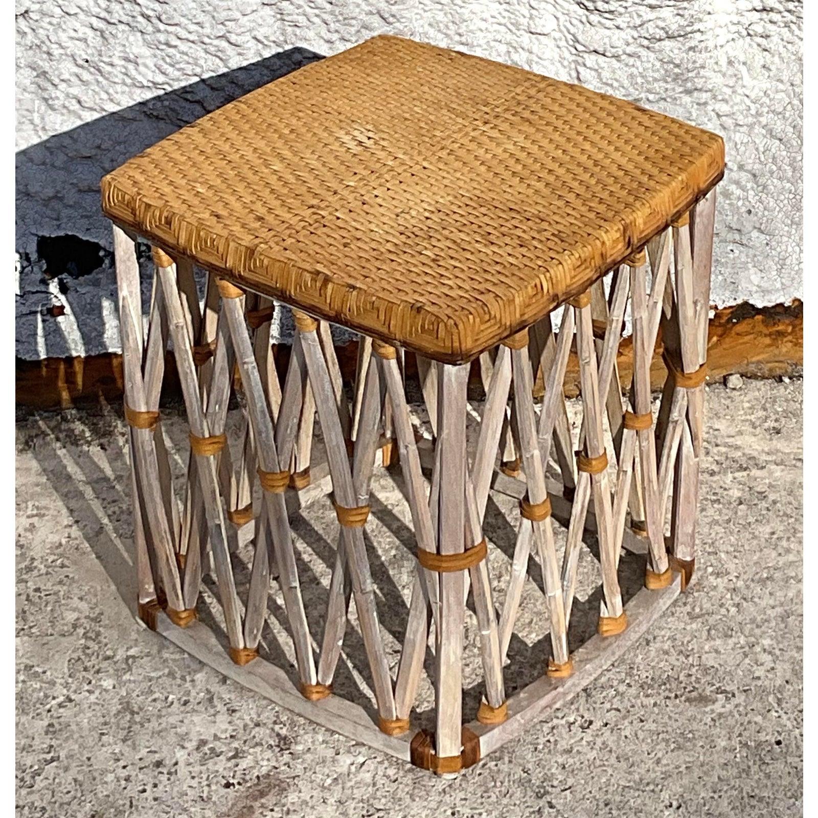 20ième siècle Tabouret bas vintage Boho Equipale en vente