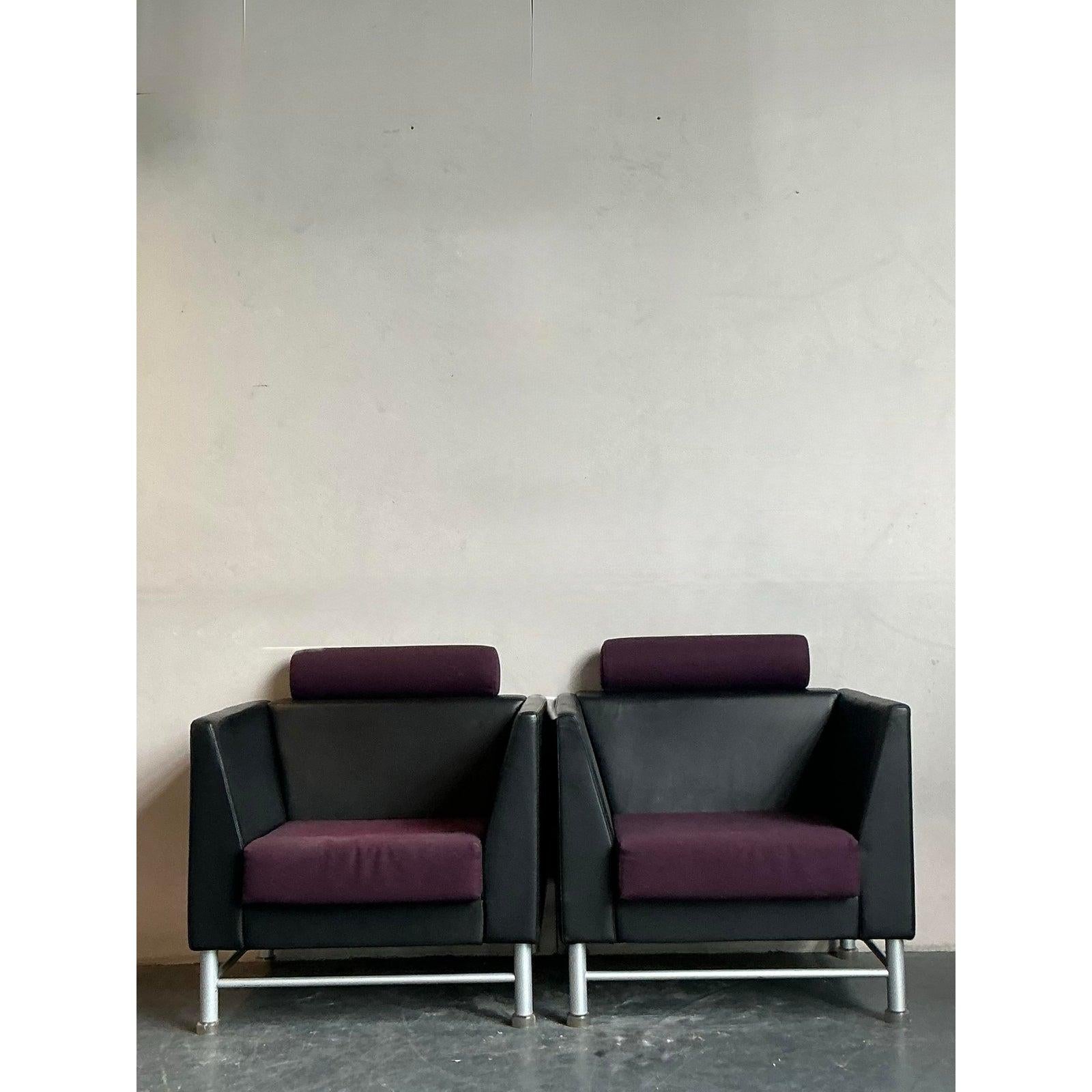 Americano Sedie da salotto d'epoca Ettore Sottsass per Knoll - Una coppia in vendita