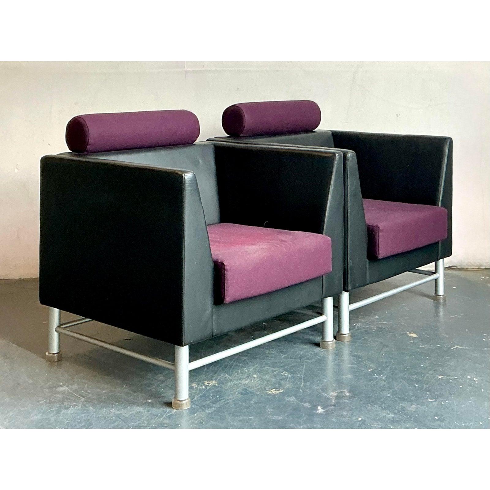 Sedie da salotto d'epoca Ettore Sottsass per Knoll - Una coppia In condizioni buone in vendita a West Palm Beach, FL