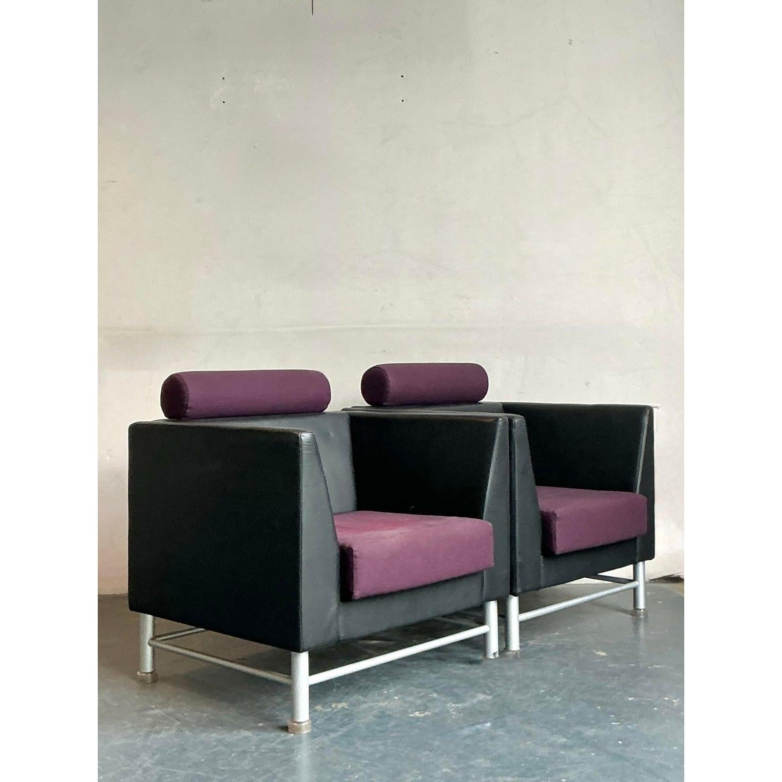 Sedie da salotto d'epoca Ettore Sottsass per Knoll - Una coppia in vendita 1
