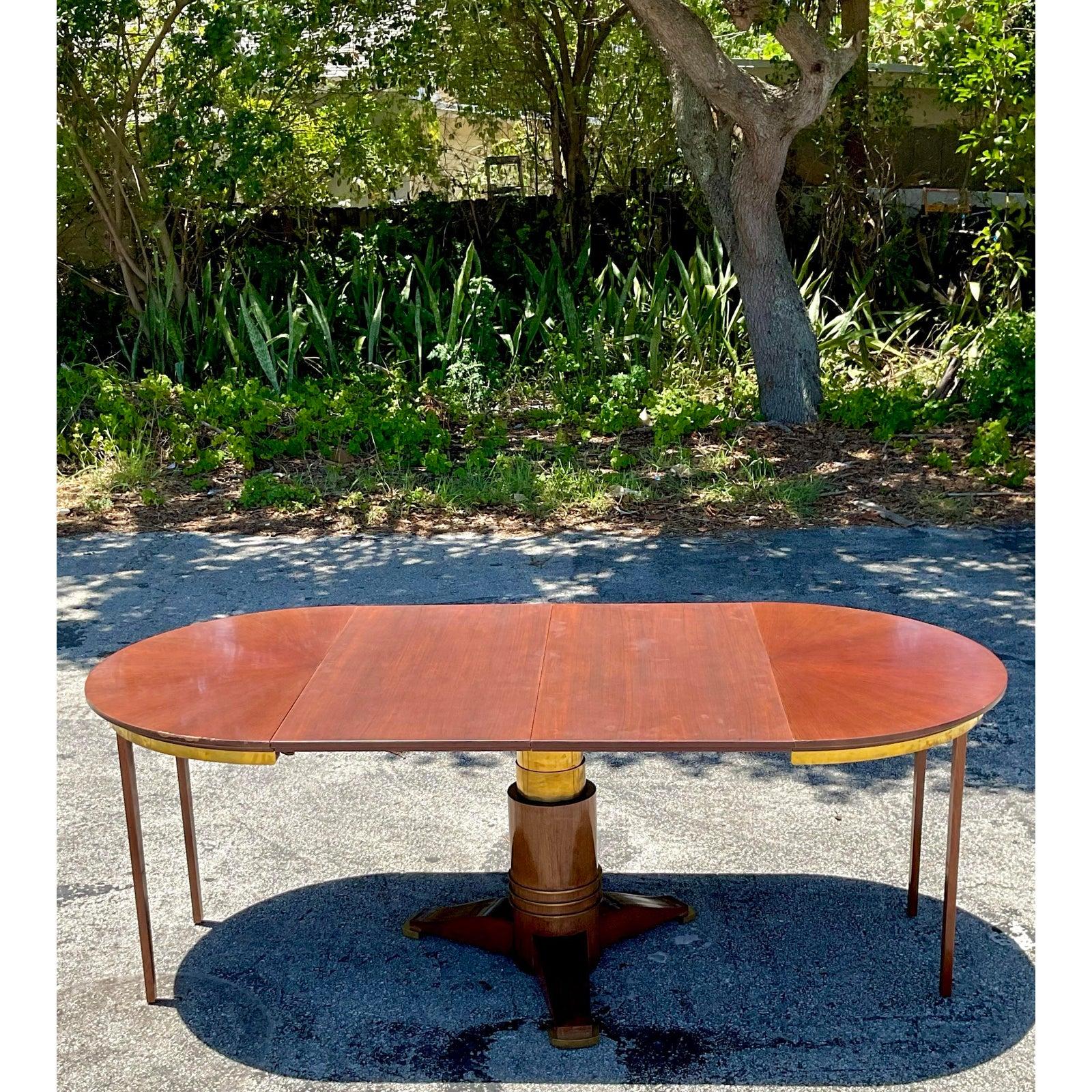 Mid-Century Modern Vintage Boho Jules LeLue Extendable Telescoping Dining Table For Sale
