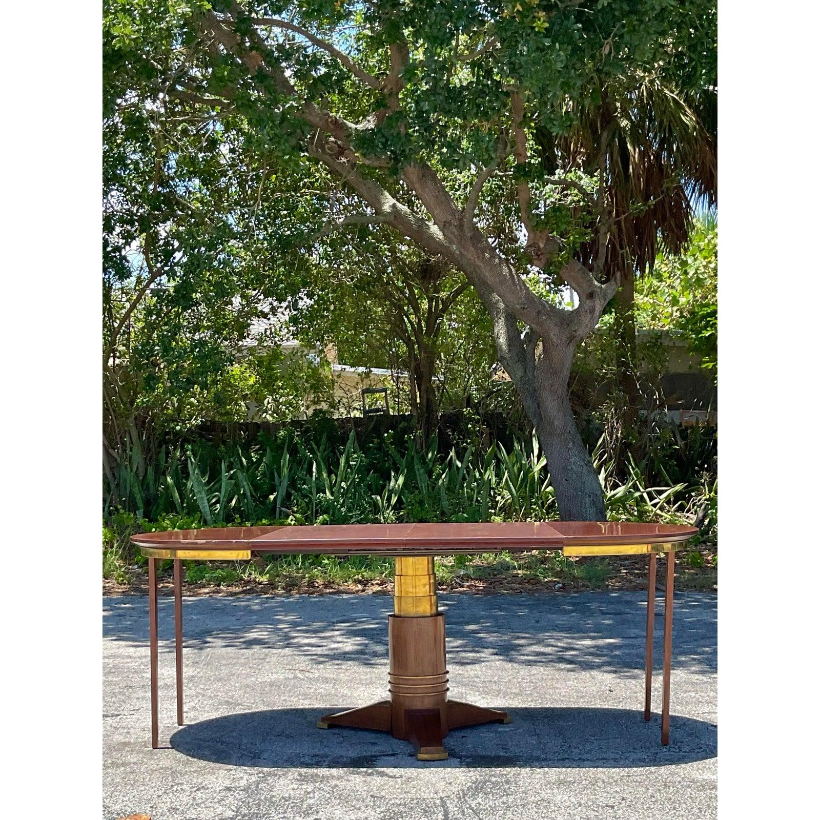 American Vintage Boho Jules LeLue Extendable Telescoping Dining Table For Sale