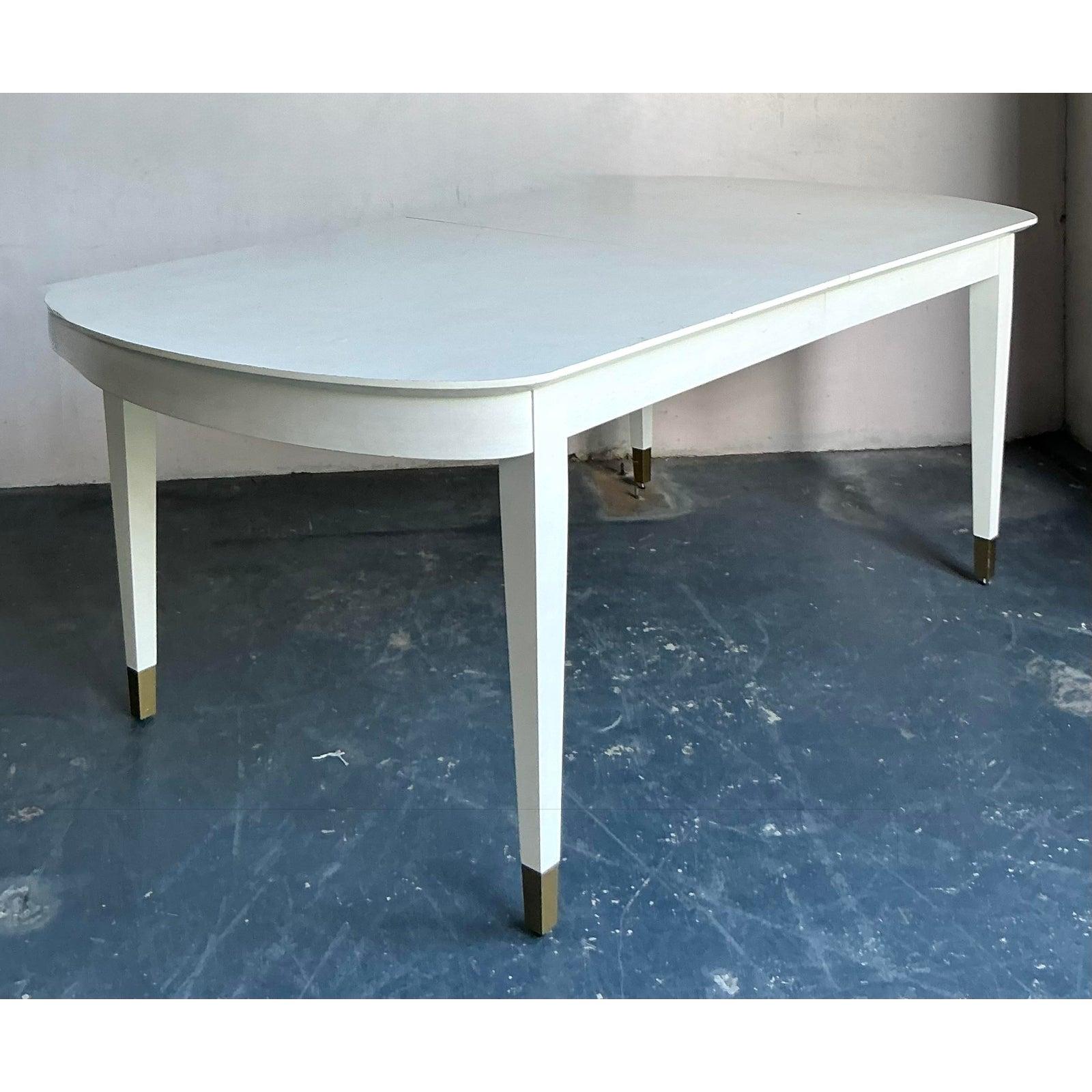 Tavolo da pranzo allungabile vintage Boho con CAP in ottone in vendita 2