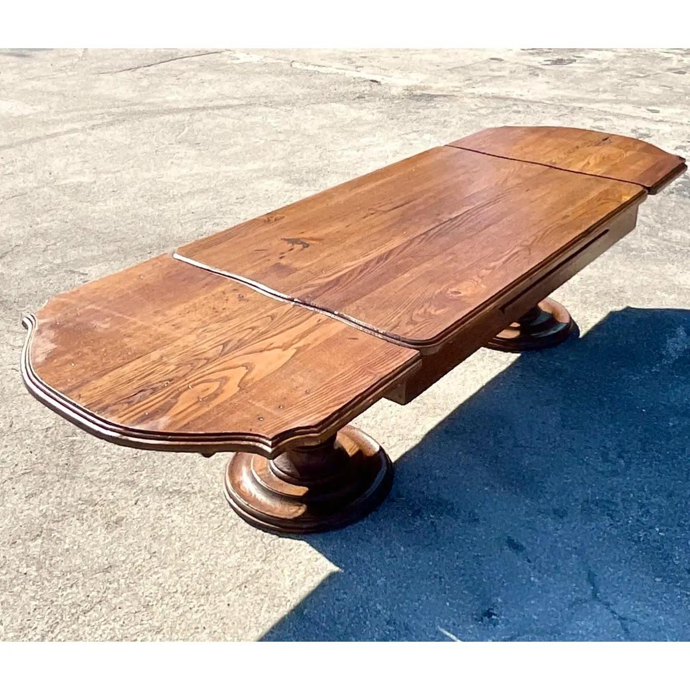 Mid-20th Century Vintage Boho Extendable Pine Coffee Table from the Estate of Lily Pulitzer For Sale
