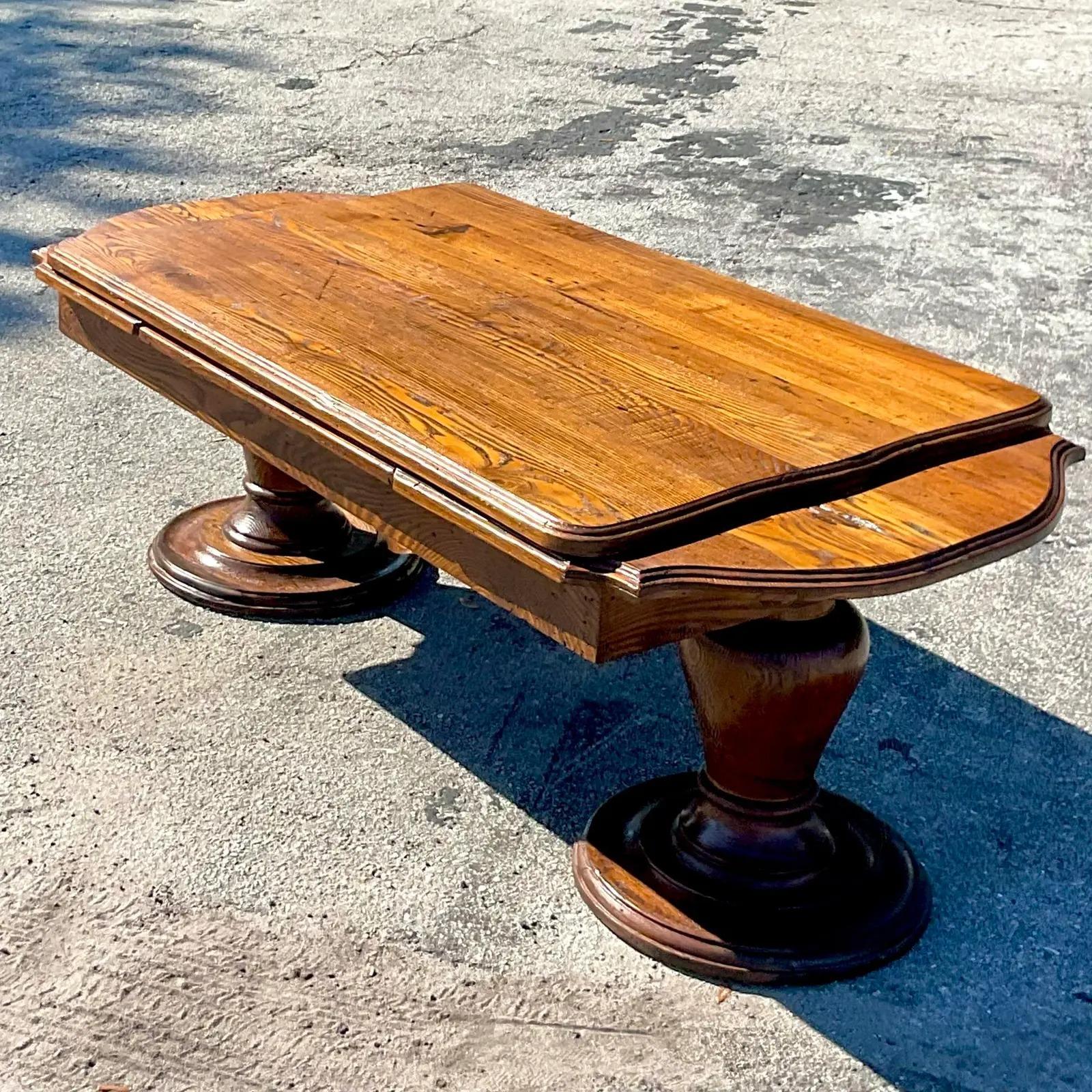 Vintage Boho Extendable Pine Coffee Table from the Estate of Lily Pulitzer For Sale 1