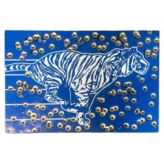 Vintage Boho Exxon Tiger Metal Wall Sculpture