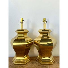 Vintage Boho Faceted Brass Lamps - A Pair