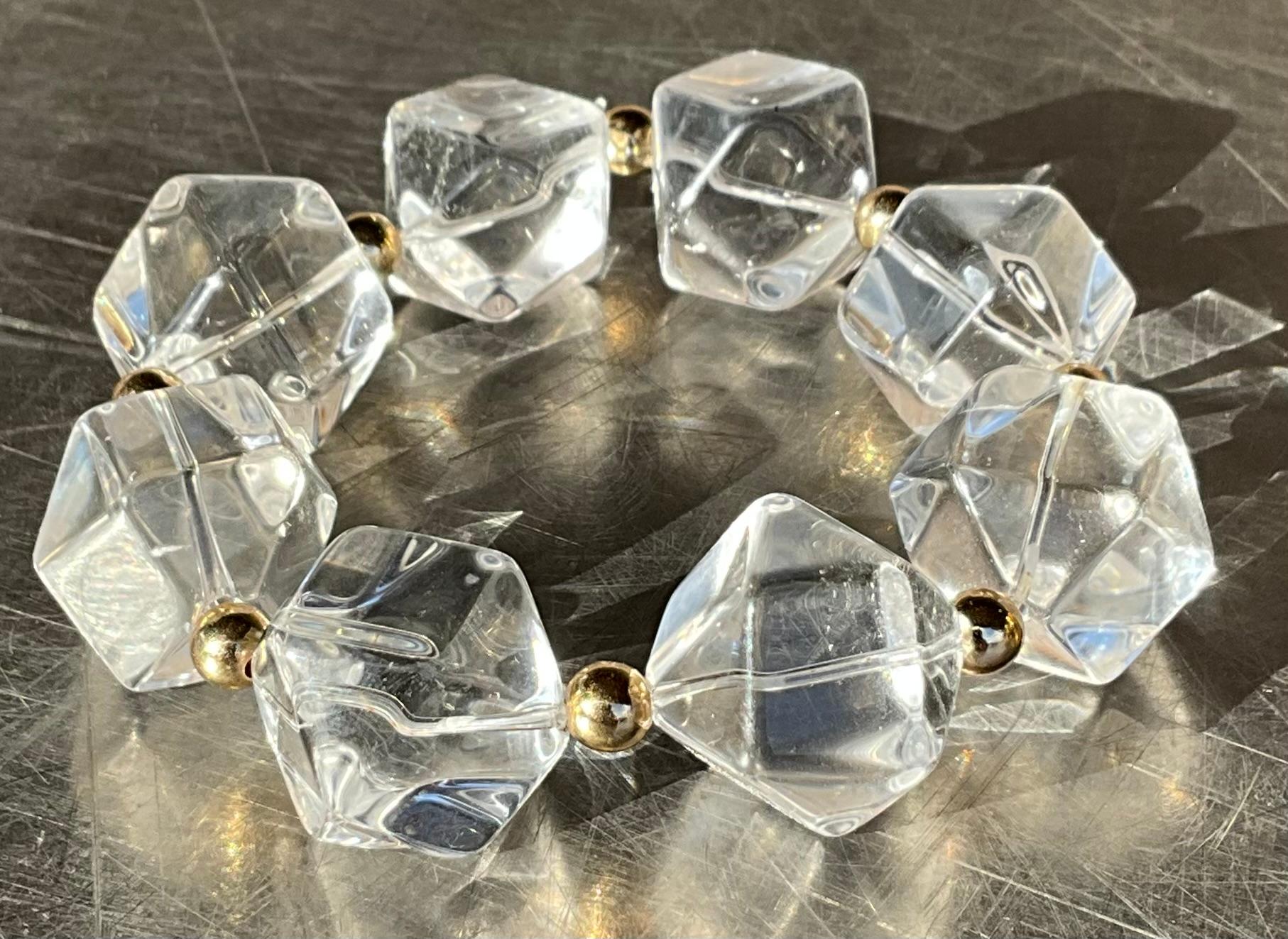 Vintage Boho facettierten Kristall Lucite Perlen Stretch Armband im Zustand „Gut“ im Angebot in West Palm Beach, FL