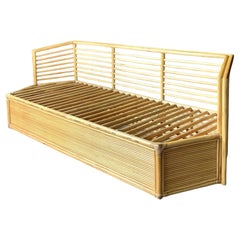 Vintage Boho Faceted Rattan Sofa