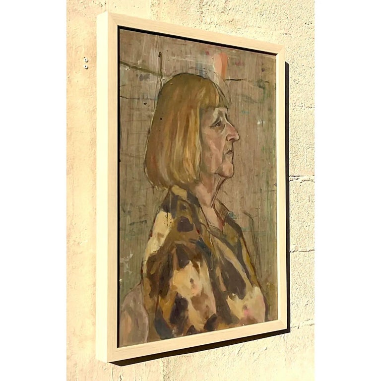 Vintage Boho Fauve Original Oil Portrait of Woman For Sale at 1stDibs
