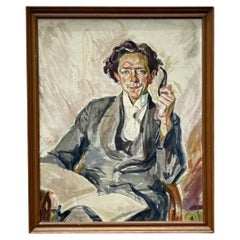 Vintage Boho Fauve Original Oil Portrait Painting on Canvas