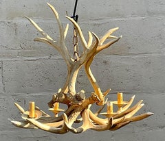 Vintage Boho Faux Antler Chandelier