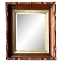 Vintage Boho Faux Bois Carved Wood Mirror