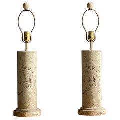 Vintage Boho Faux Coral Stone Table Lamps, Pair