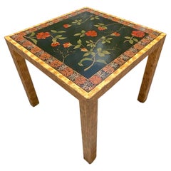 Vintage Boho Faux Finished Pencil Reed Game Table