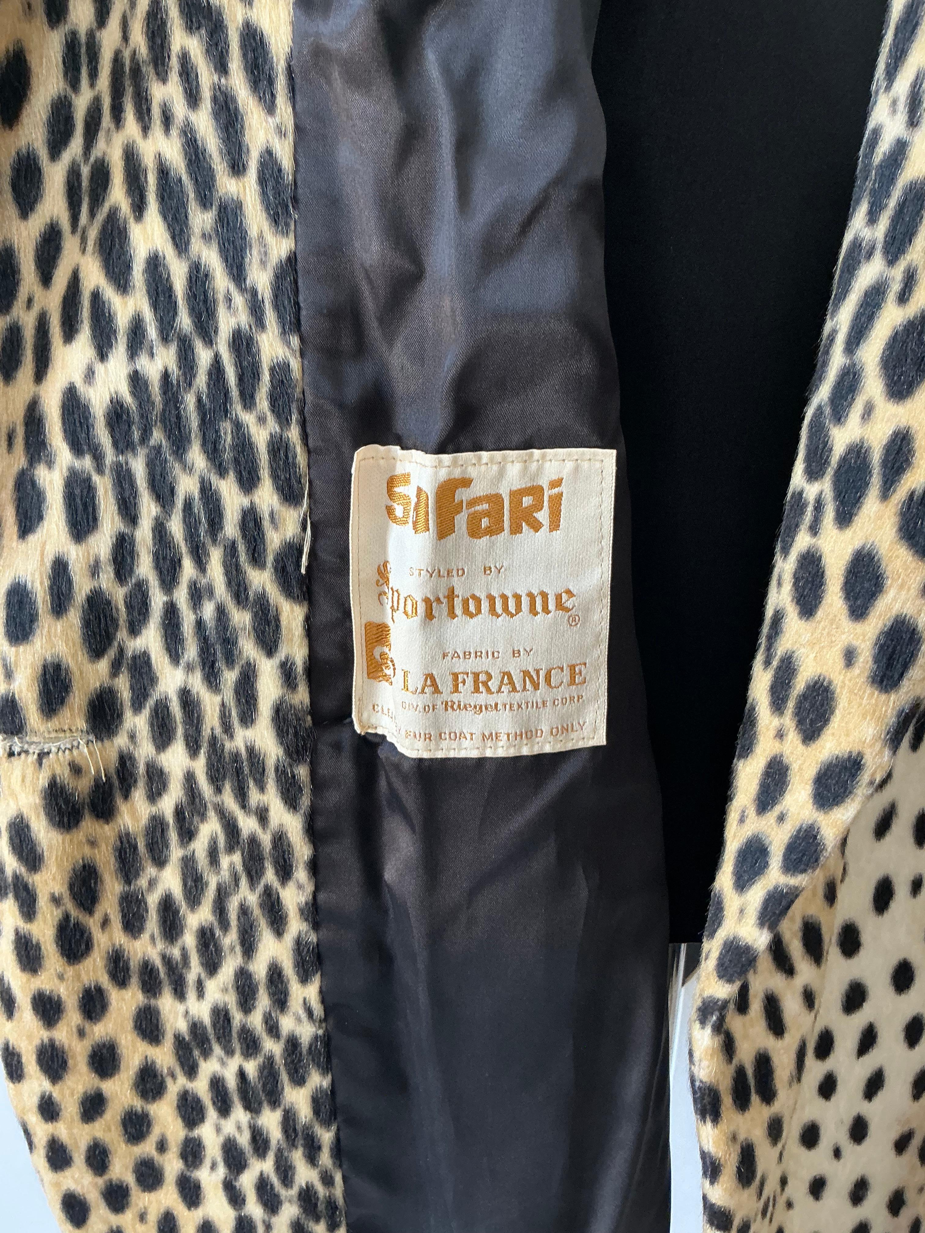 Vintage Boho Faux Fur Leopard Belted Coat For Sale 6