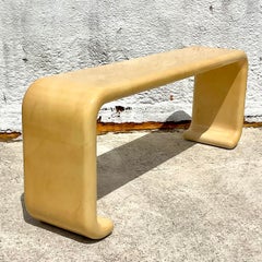 Vintage Boho Faux Goatskin Waterfall Credenza