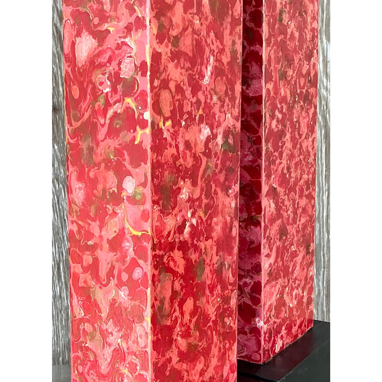 Lampes Vintage Boho en Faux Marbre - Une Paire en vente 4