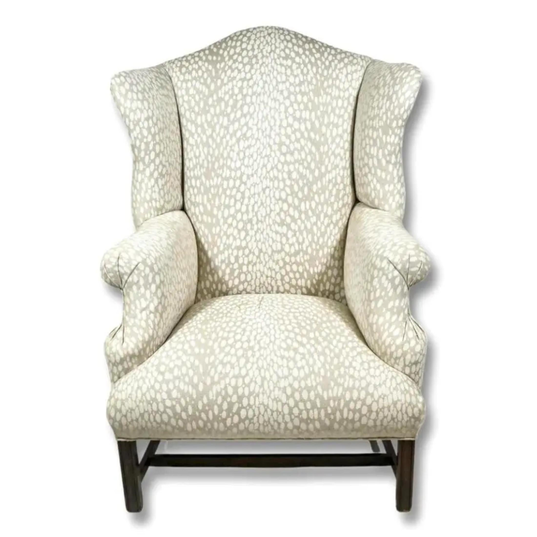 Fabric Vintage Boho Fawn Print Wingback Chair