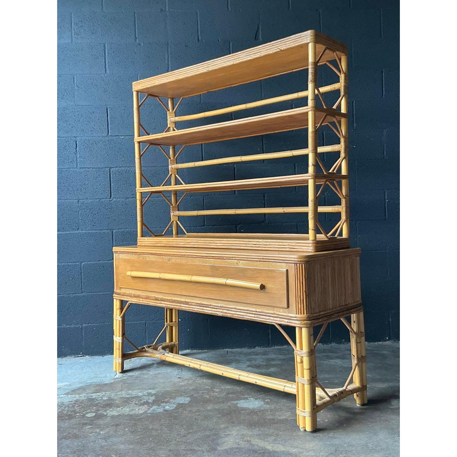 Vintage Boho Ficks Reed Etagere (Philippinisch) im Angebot
