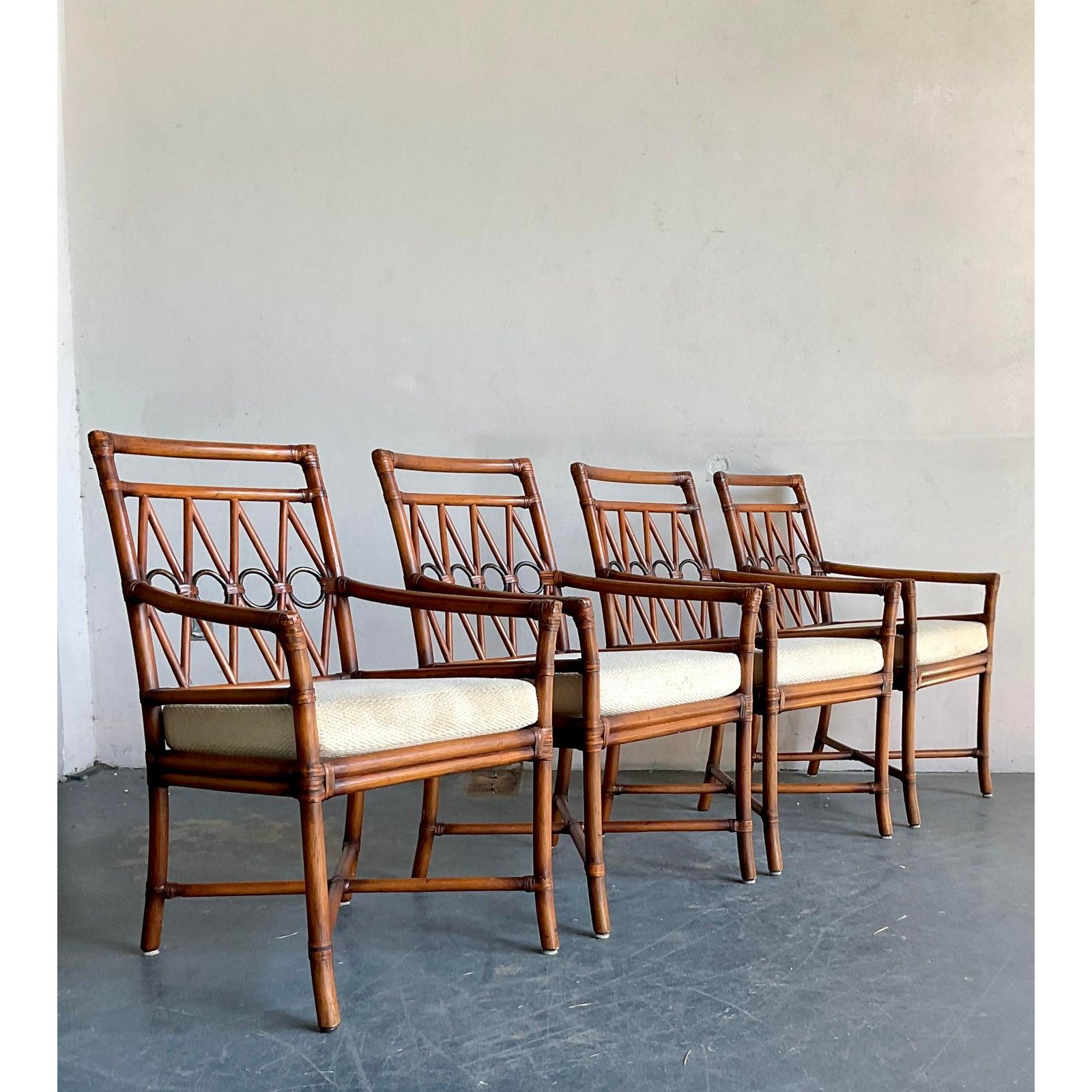 Vintage Boho Ficks Reed Rattan Loop Back Dining Set von 5 im Angebot 6