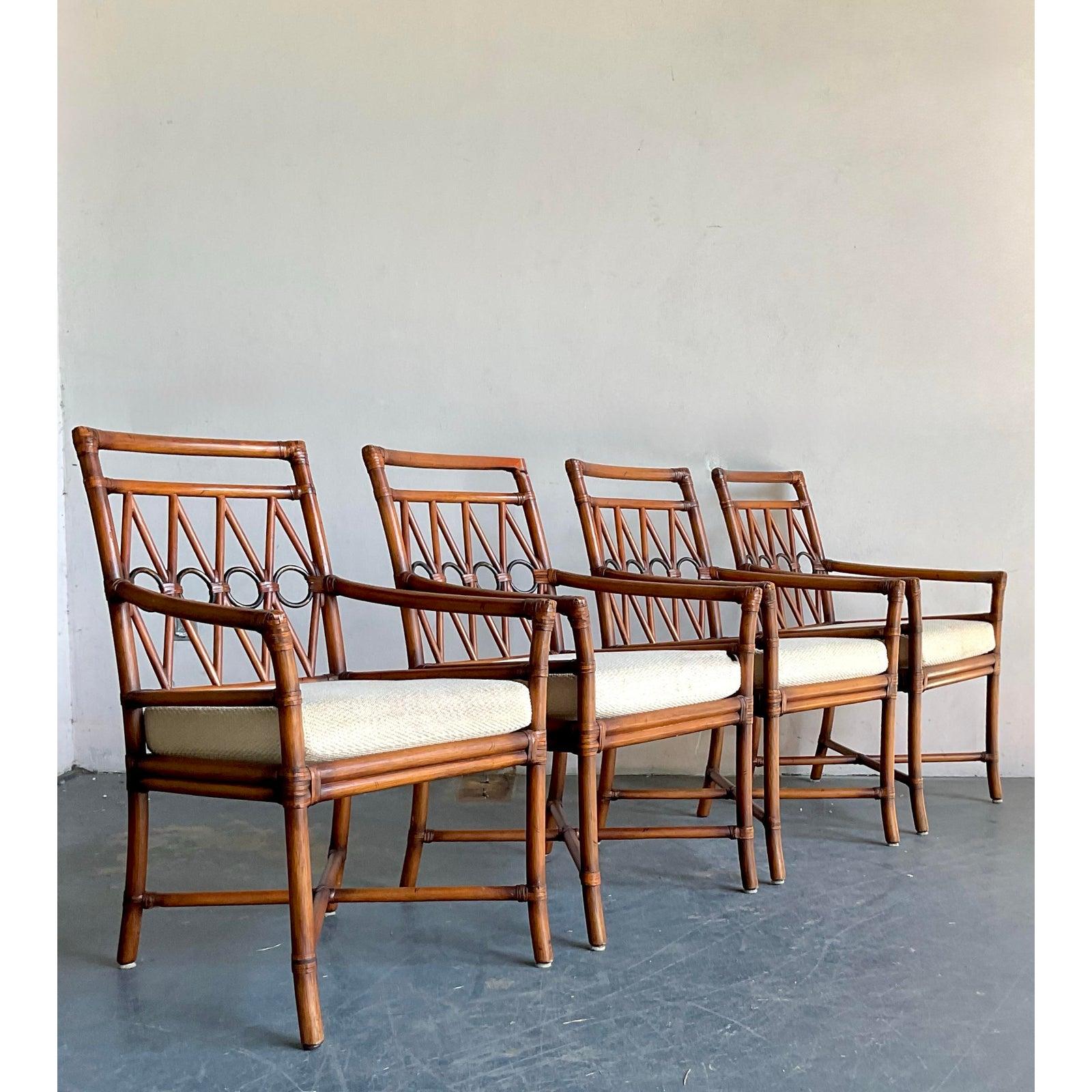 Vintage Boho Ficks Reed Rattan Loop Back Dining Set von 5 im Angebot 1