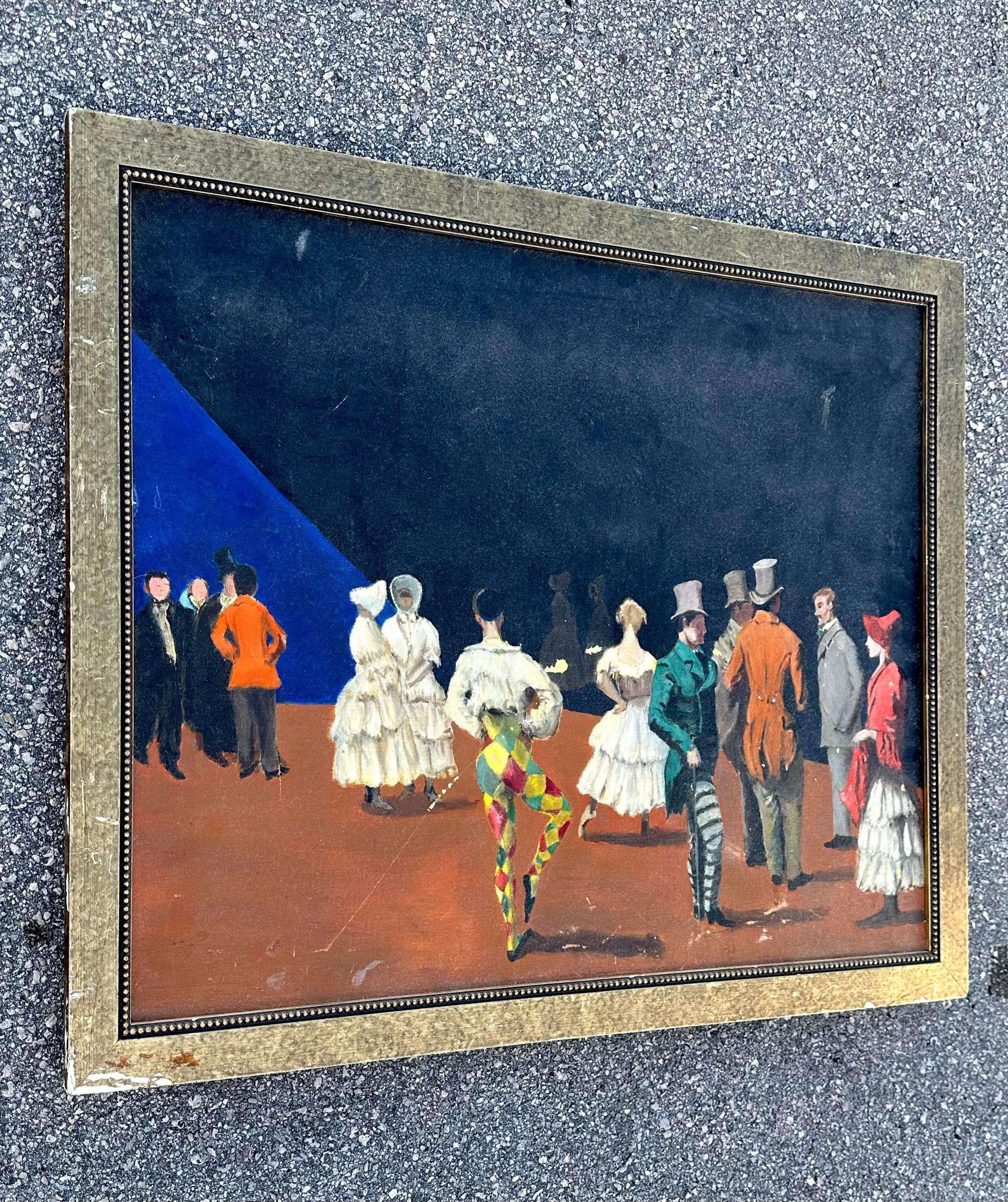 Vintage Boho Figural Öl auf Leinwand (20. Jahrhundert) im Angebot