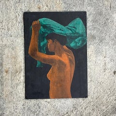 Vintage Boho Figural Oil Painting on Board