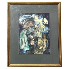 Pittura astratta figurativa vintage Boho ad acquerello su carta