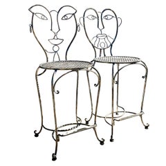 Vintage Boho Figurative Bar Stools After John Risley