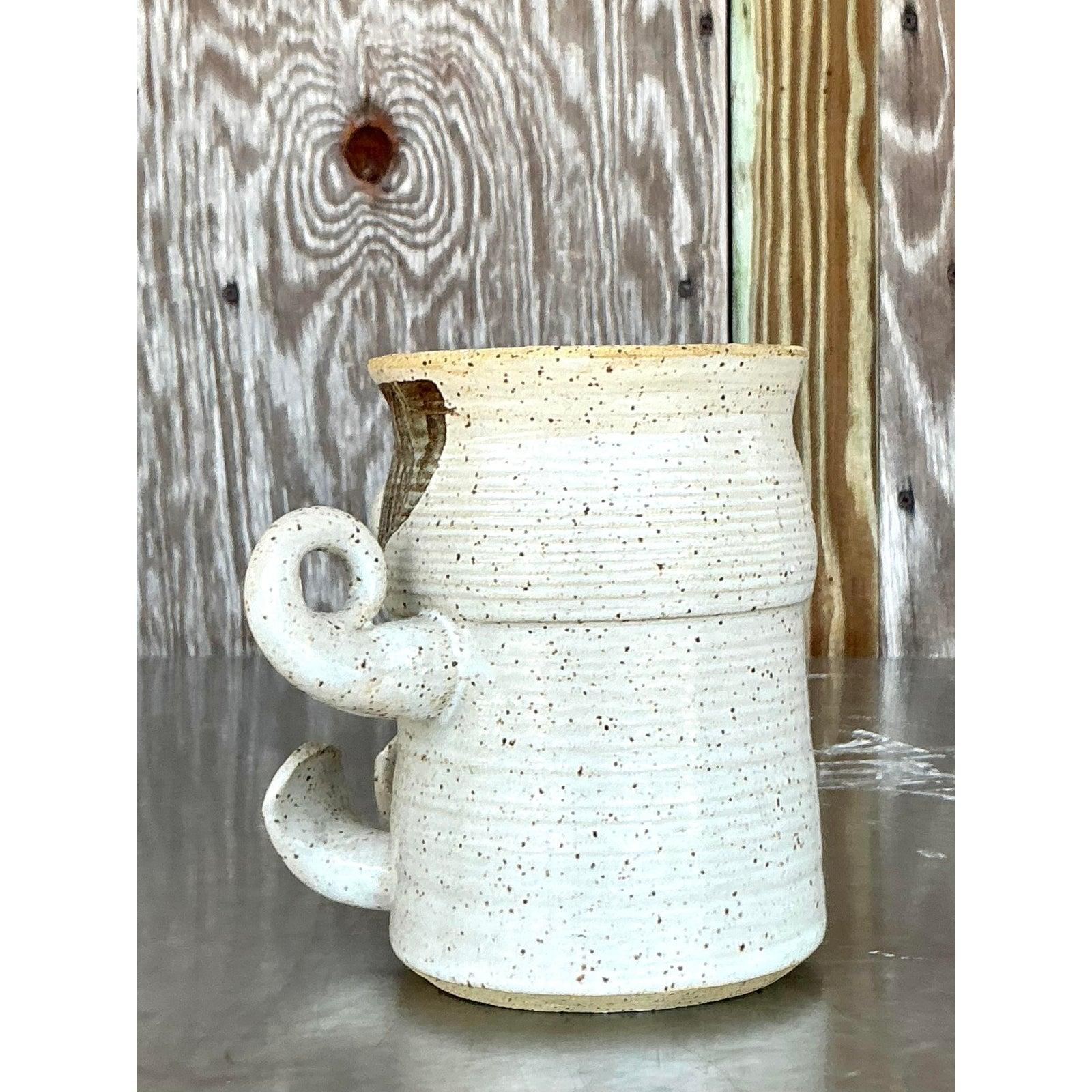 20th Century Vintage Boho Figurative Studio Pottery Vase For Sale